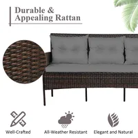 3pcs Patio Rattan Furniture Set 3-seat Sofa Cushioned Table Garden