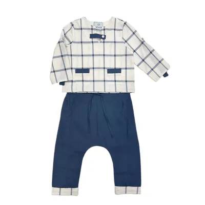 Checkered Linen Top And Pants Set