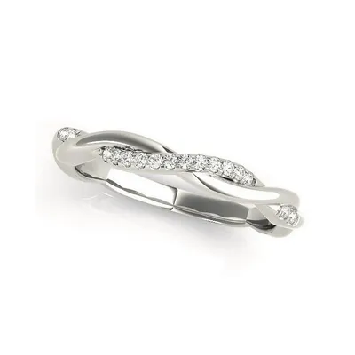 Diamond Twisted Pave Wedding Band Ring 14k White Gold (0.08ct)