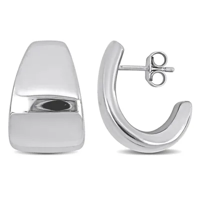 21 Mm Semi-hoop Earrings In Sterling Silver