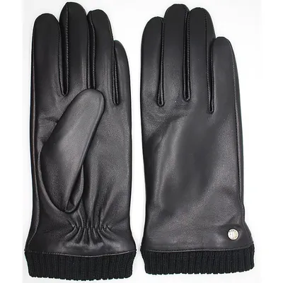 Basic Leather Glove With Knit Cuff