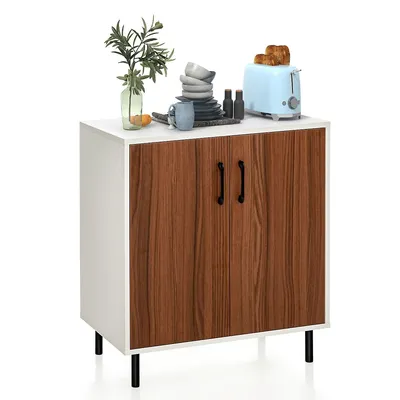 2-door Sideboard Buffet Storage Cabinet Kitchen Cupboard With Adjustable Shelf