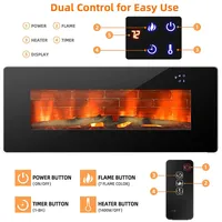 42'' Electric Fireplace Wall Mounted & Freestanding Heater Remote Control 1500w
