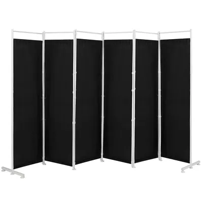 Costway 6-panel Room Divider Folding Privacy Screen W/steel Frame Decoration Black