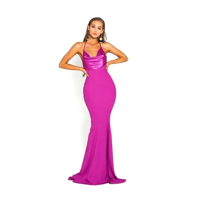 Ps1911 Halter Neck Gown With V Front