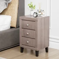 Nightstand Sofa Side Coffee Table With 3 Drawer For Bedroom Living Room
