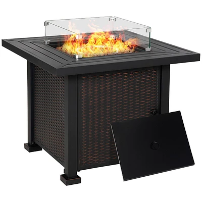 32" Outdoor Propane Gas Fire Pit Table, 50,000 Btu, Black