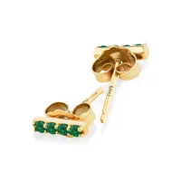 Bar Emerald Earrings In 10kt Yellow Gold