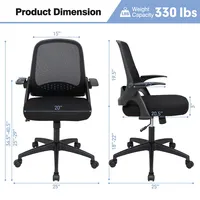 Mesh Office Chair Adjustable Rolling Computer Desk W/flip-up Armrest Whiteblack