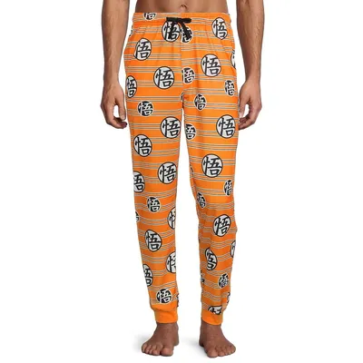 Dragon Ball Z Kanji Logo Stripped Sleep Lounge Pants Pajamas