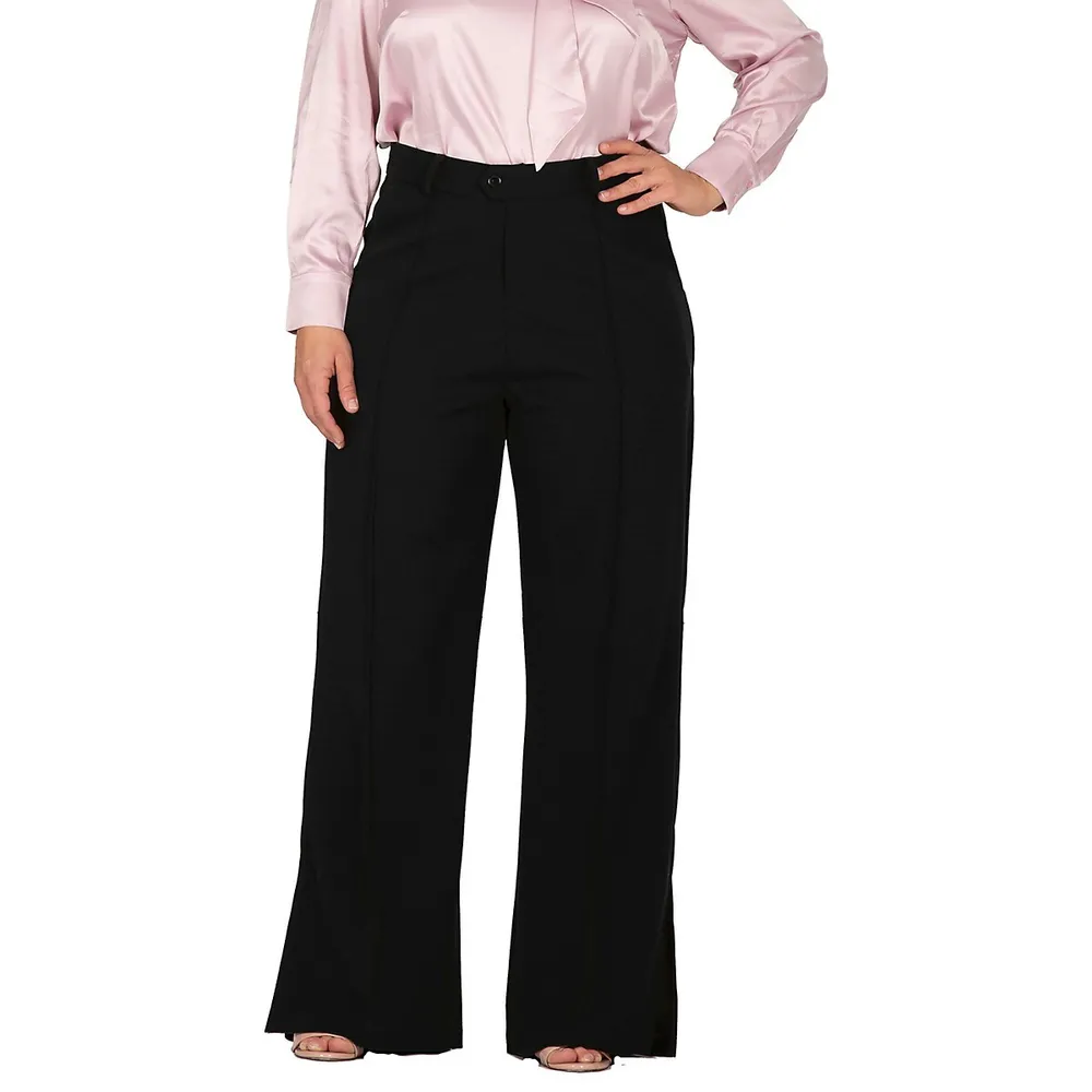 FITTED HIGH WAIST PANTS - Black