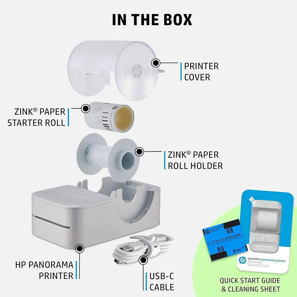 HP Sprocket 3x4 Instant Photo Printer – Wirelessly Print 3.5x4.25” Photos  on Zink Paper from iOS & Android Devices, White