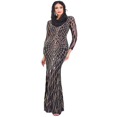Modesty Geo Sequin Maxi Dress