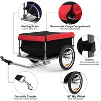Costway Bike Cargo / Luggage Trailer W/ Folding Frame & Quick Release Wheels Red/black