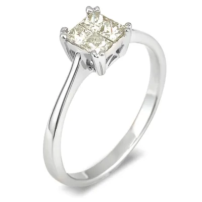 14k White Gold 1.24 Cttw Princess Cut Canadian Diamonds Engagement Ring
