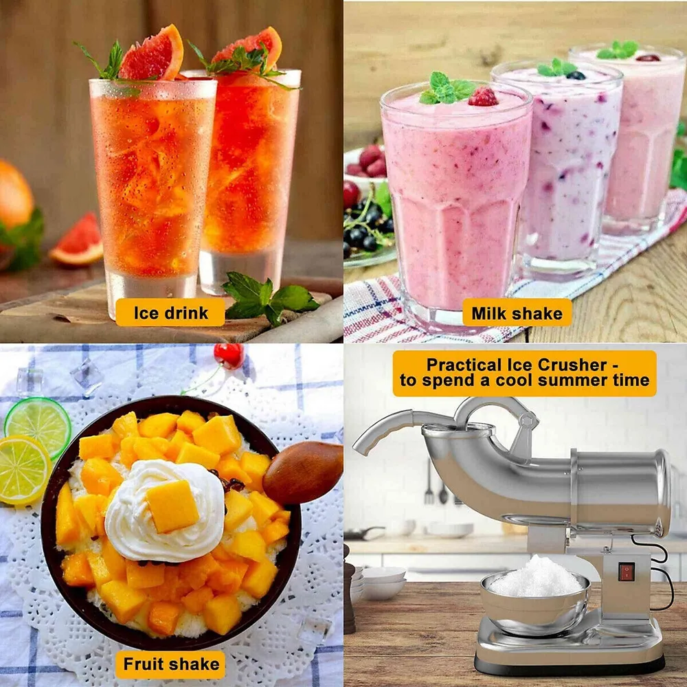 Electric Ice Shaver Machine Snow Cone Maker Crusher Shaving Cold Drink