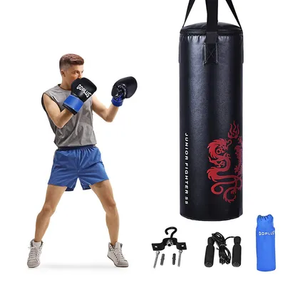 Goplus 40lbs Filled Punching Boxing Suit W/sandbag Gloves Rucksack Hook Jump Rope