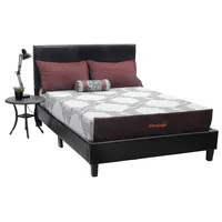 Luca Platform Bed With Faux Leather Headboard, Foot-board And Rails