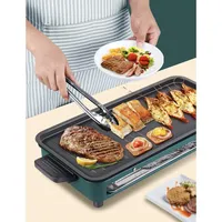 Portable Multifunctional Electric Grill W/ Non-stick Cooking Surface Adjustable Temperature Knob