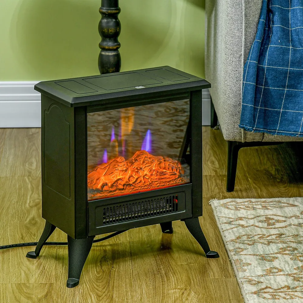 HOMCOM Electric Fireplace Heater W/ Led Flame Fireplace Stove Black |  Southcentre Mall
