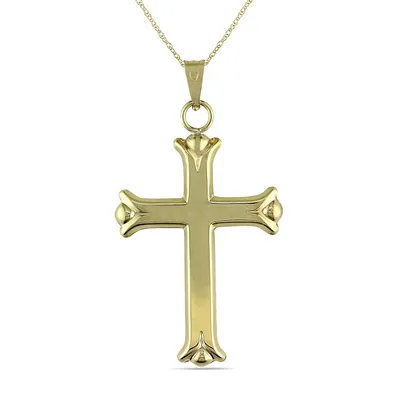 10kt 18" With Polished Cross Pendant On Nugget Chain