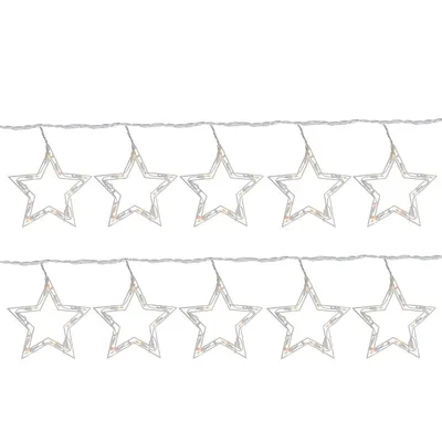 100 Count Clear Twinkling Star Icicle Christmas Lights, 13.5 Ft White Wire