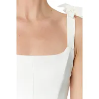 Woman Glam Fitted Basic Square Collar Woven Bustier