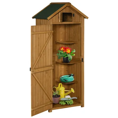 Garden Storage Shed, Outdoor Tool Shed With Shelves, Brown