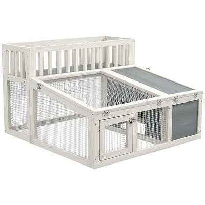 Rabbit Hutch Outdoor With Storage Shelf Openable Tops