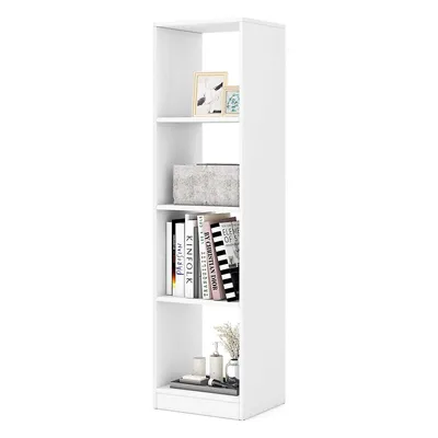 56" Tall Bookcase, Freestanding Bookshelf With 4 Open Cubes