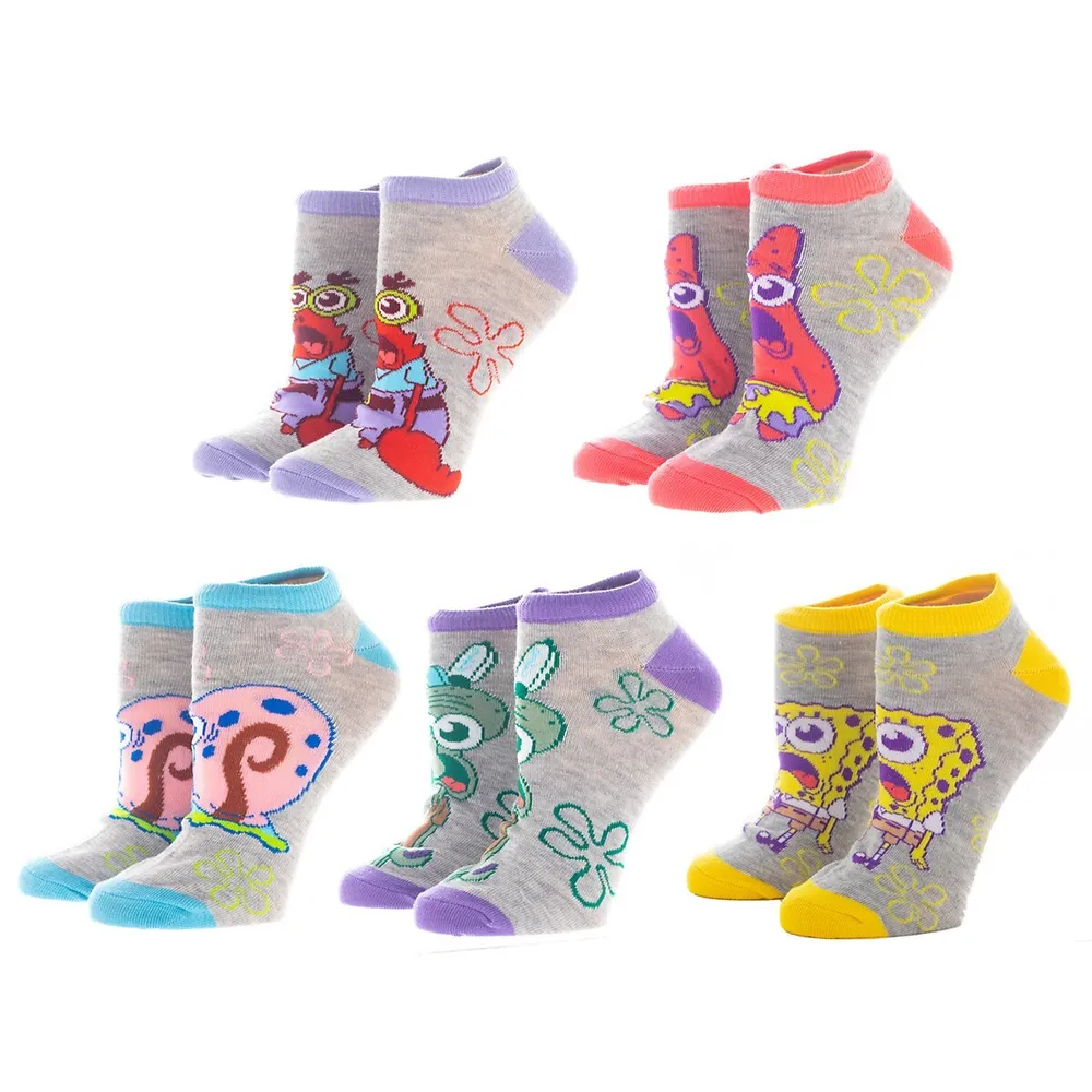 Bioworld Spongebob Squarepants 5 Pair Ankle Socks