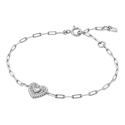 Women's Premium Kors Love Sterling Silver Pavé Chain Bracelet