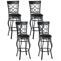 Set Of 2/4 Vintage Swivel Bar Stools 30" Bistro Upholstered Dining Chairs Black