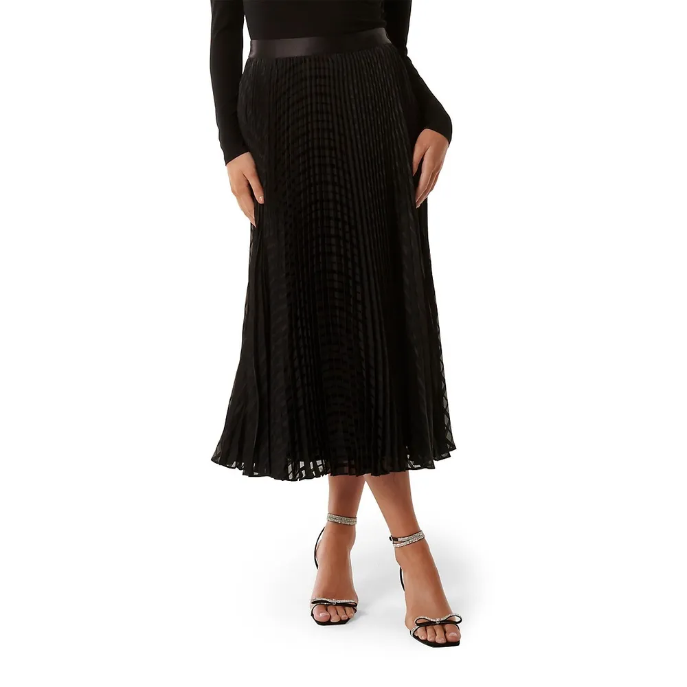 Nelson Pleated Midi Black Skirt