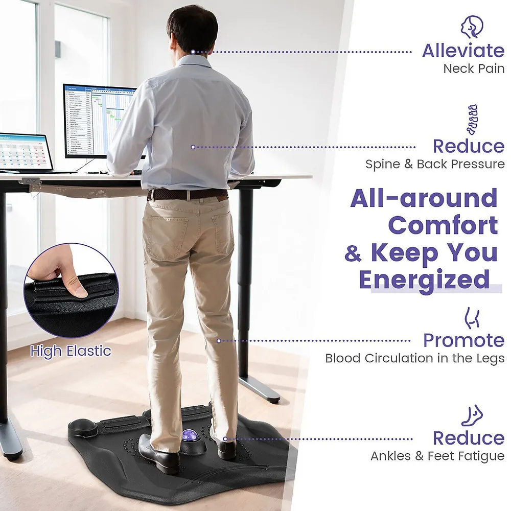 Costway Anti Fatigue Standing Desk Mat w/ Massage Roller Ball Foot Massage  Points Office