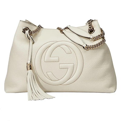 Soho Gg Ivory Leather Chain Shoulder Tote Bag