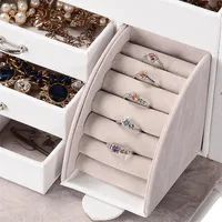 Multi-layer Jewelry Box Organizer Women Faux Leather Jewellery Gift Case For Rings Earrings Necklaces Storage, White
