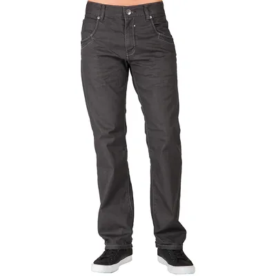Men's Relaxed Straight Leg Coated Black Premium Denim Jeans Zipper Pocket