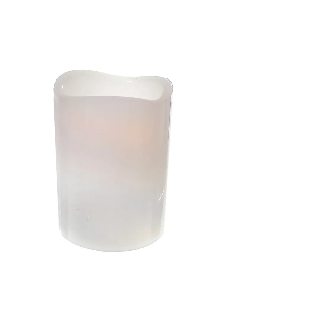 Led Wave Top Unscented White Candle With Timer- Set Of