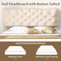 Full/queen Upholstered Platform Bed Frame Button-tufted Headboard Mattress Foundation