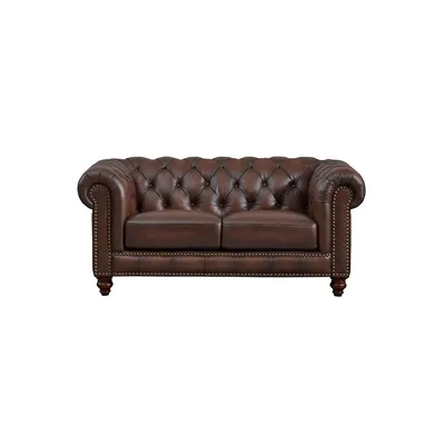 Alton Bay 68 In. Leather Chesterfield Loveseat