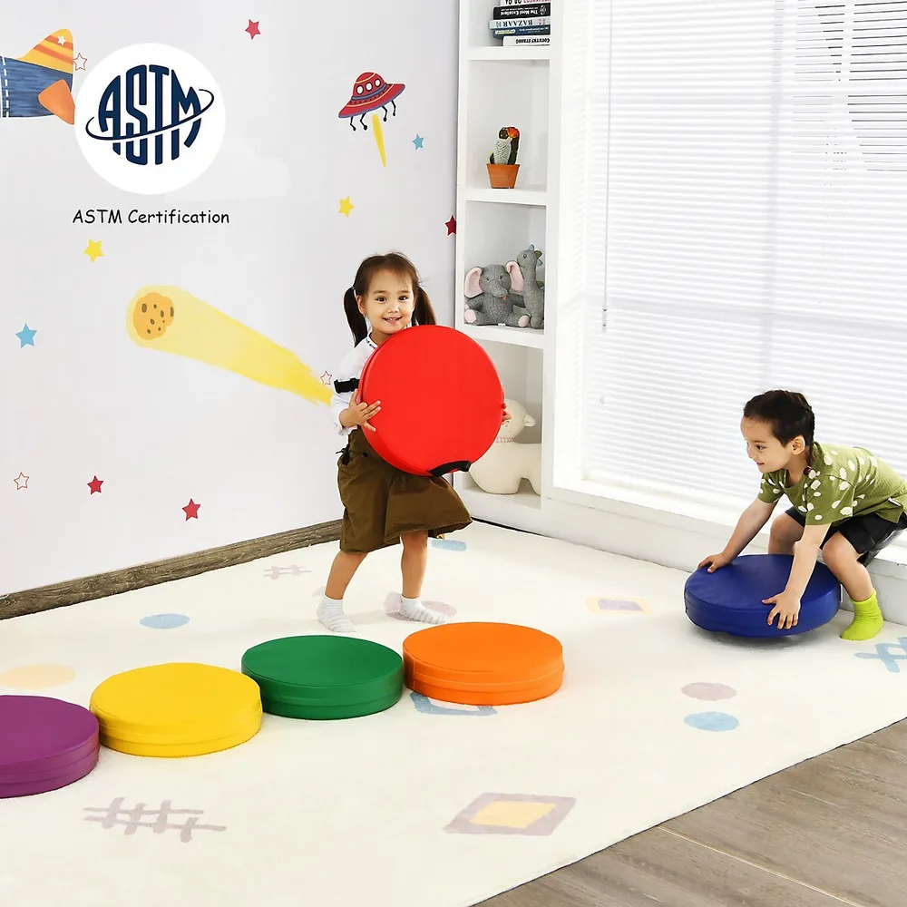 6-Piece 15 Round Toddler Floor Cushions -Multicolor