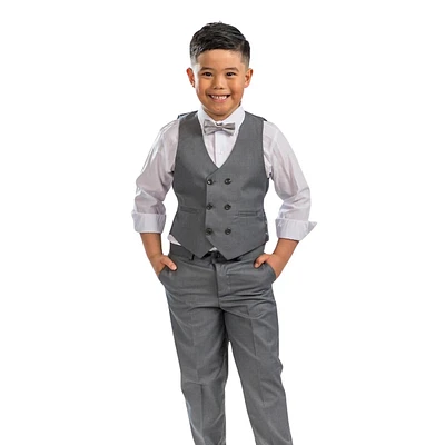 European Style Slim-fit Suit Set With Waistcoat, Pants, Shirt, And Bow Tie