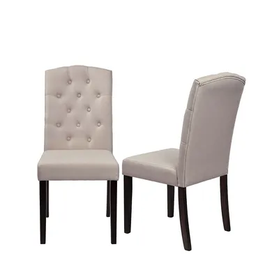 Modern Trends Beige Dining Chair (set Of 2) Ingrid With Espresso Legs