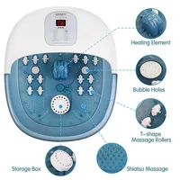 Foot Spa Massager With Heat, Bubbles, Vibration,14 Massage Rollers