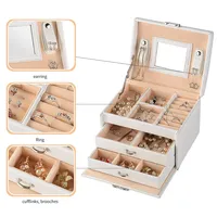 3-Tier Jewelry Box Girls Detachable Adjustable Jewelry Storage Box With Lock
