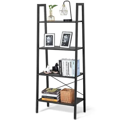4-tier Wood Ladder Shelf Bookcase Bookshelf Display Rack