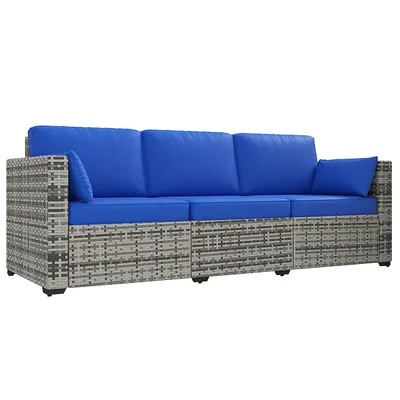 Outdoor Sofa W/ Cushions, Patio Couch W/ Pillows, Blue