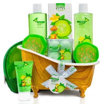 Home Spa Gift Set - Aromatherapy Kit - Natural Cucumber & Organic Melon - 12 Pc