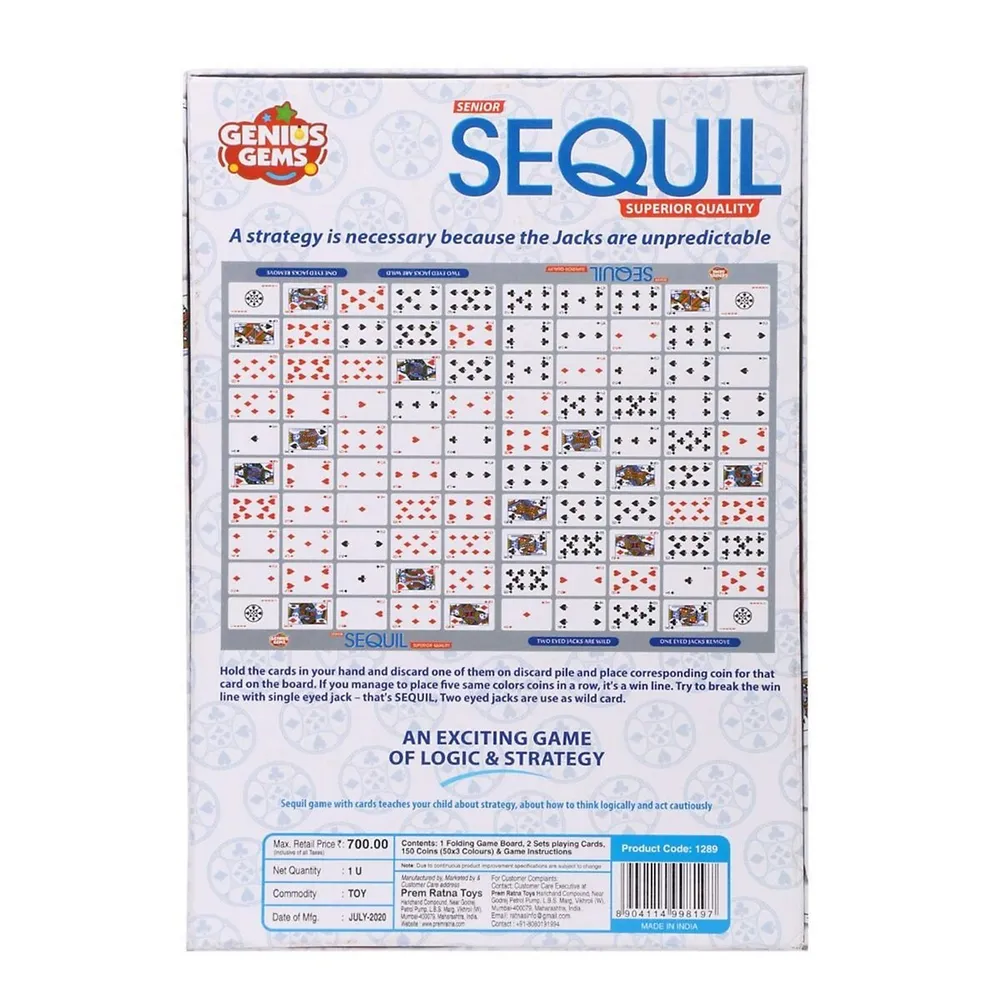 Sequil Game An Exciting Game Of Logic & Strategy Board Game